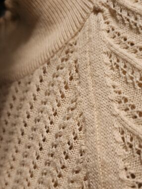Anthropologie Openwork Pointelle Knit Sweater - Cream